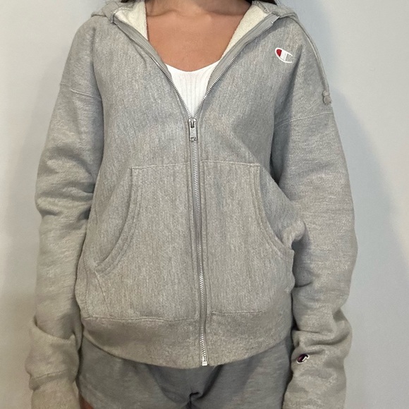 Champion gray zip up hoodie - Picture 3 of 5